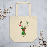 Happy Christmas Plaid Buck Deer Eco Organic Cotton Tote Shopper Bag, Bags - Shopping bags, $ 32.90, A Moment Of Now™